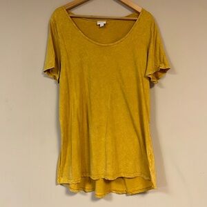 LuLaRoe Perfect Tee Women’s 2XL Mustard Yellow Long Flowy Loose Relaxed Summer